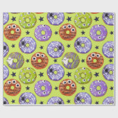 Trendy Halloween Spooky Donut Gift Wrapping Paper Cadeaupapier (Vlak)