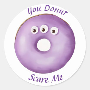 Trendy Halloween Spooky Paarse Monster Eyes Donut Ronde Sticker