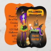 Trendy Halloween Witch Cauldron Bracket Style Invi Kaart (Voorkant / Achterkant)