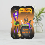 Trendy Halloween Witch Cauldron Bracket Style Invi Kaart (Staand voorkant)