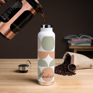 Trendy Halve Maan Patroon Met Naam Blok Custom Waterfles