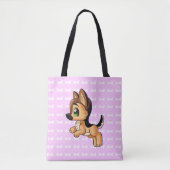 Trendy Hand Drawn Dog Pink Canvas tas | Beide part (Voorkant)