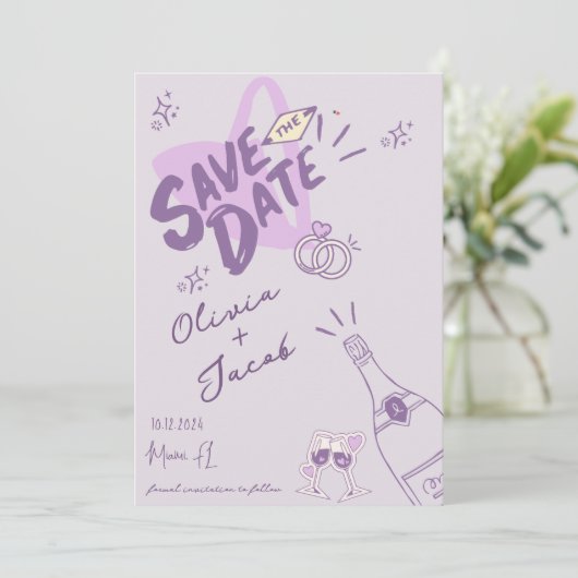Trendy Hand Drawn Scribble Fun Sla de datum op Kaart (Staand voorkant)