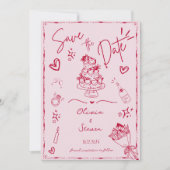 Trendy Hand Drawn Scribble Fun Sla de datum op Kaart (Voorkant)