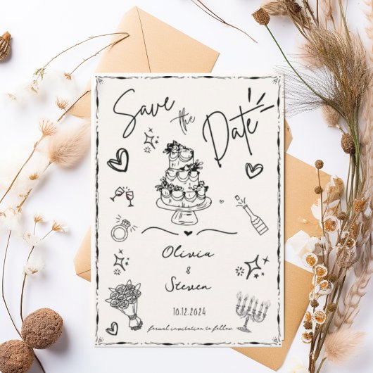 Trendy Hand Drawn Scribble Fun Sla de datum op Kaart