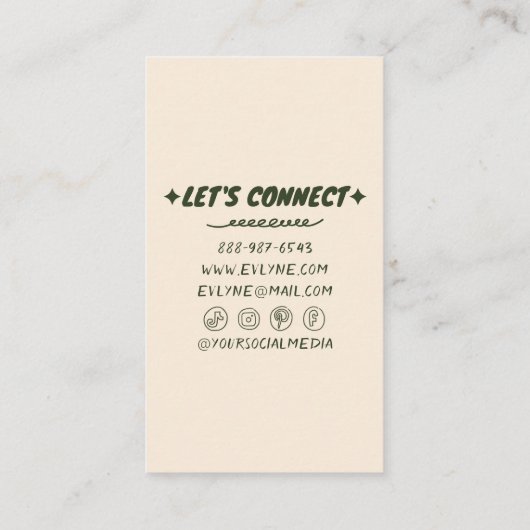 Trendy Hand getekend Kleurrijke Retro Funky Bloeme Visitekaartje (Achterkant)