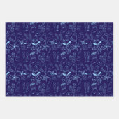 Trendy Hand getekend Monochrome Blauw & Wit Vakant Inpakpapier Vel (Voorkant 2)