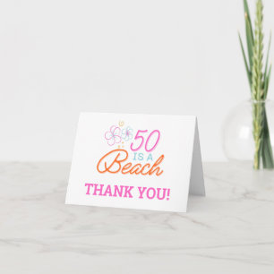 Trendy Hand Getekende 50e Strand Verjaardag Bedankkaart