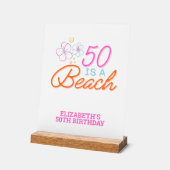 Trendy Hand Getrokken 50e Strand Verjaardag Acryl Bord (Hoek)