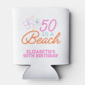 Trendy Hand Getrokken 50e Strand Verjaardag Party  Blikjeskoeler (Achterkant)