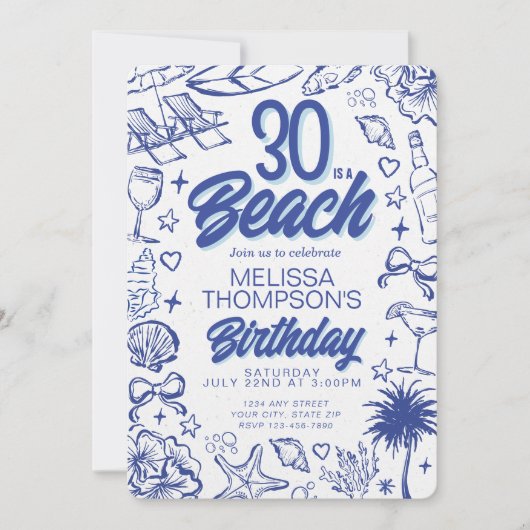 Trendy hand getrokken Doodle 30 is een strand verj Kaart (Voorkant)