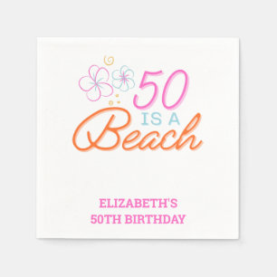 Trendy Hand Getrokken Doodle 50e Strand Verjaardag Servet