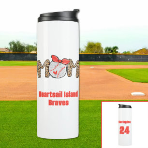 Trendy Hand getrokken Honkbal Mama Gepersonaliseer Thermosbeker