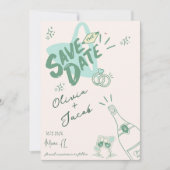 Trendy Hand getrokken Sage Scribble Fun Save the D Kaart (Voorkant)