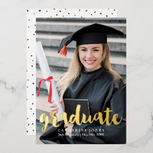 Trendy Hand Lettered Typografie Afstuderen Folie Uitnodiging