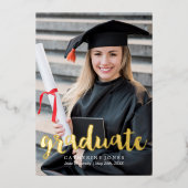 Trendy Hand Lettered Typography Afstuderen Folie Uitnodiging (Voorkant)