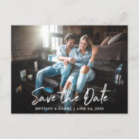 Trendy handgeschreven script Bewaar de datumfoto