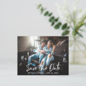 Trendy handgeschreven script Bewaar de datumfoto Briefkaart (Staand voorkant)