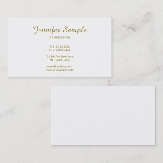 Trendy handgeschreven script Gold Calligraphy Luxe Visitekaartje (Voorkant / Achterkant)