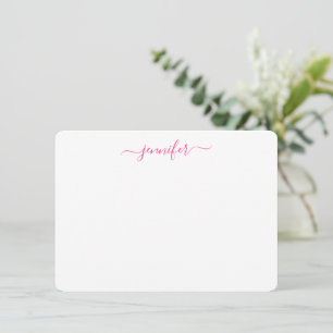 Trendy handgeschreven script Persoonlijke bes pink Notitiekaartje