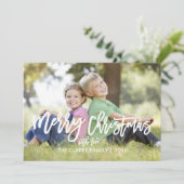 Trendy handgeschreven script | Vakantiefotokaart Feestdagenkaart (Staand voorkant)