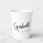 Trendy handgeschreven script zwart-wit Afstuderen Papieren Bekers (Achterkant)