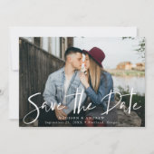 Trendy handgeschreven scriptfoto save the date (Voorkant)
