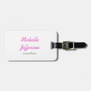 Trendy handschrift Roze wit Bagagelabel