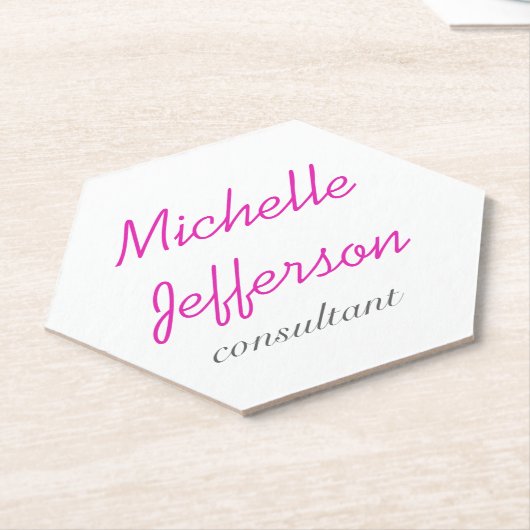 Trendy handschrift Roze wit Kartonnen Onderzetters (Schuin)
