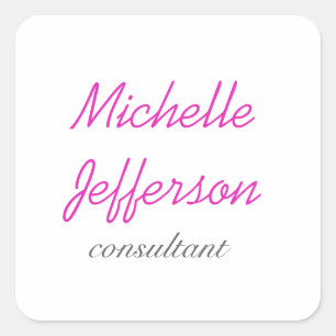 Trendy handschrift Roze wit Vierkante Sticker