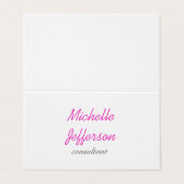 Trendy handschrift Roze wit Visitekaartjes (Buitenkant ongevouwen)