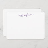 Trendy Handscripting Manuscript Aangepast Paars Notitiekaartje (Voorkant / Achterkant)