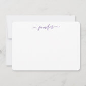 Trendy Handscripting Manuscript Aangepast Paars Notitiekaartje (Voorkant)