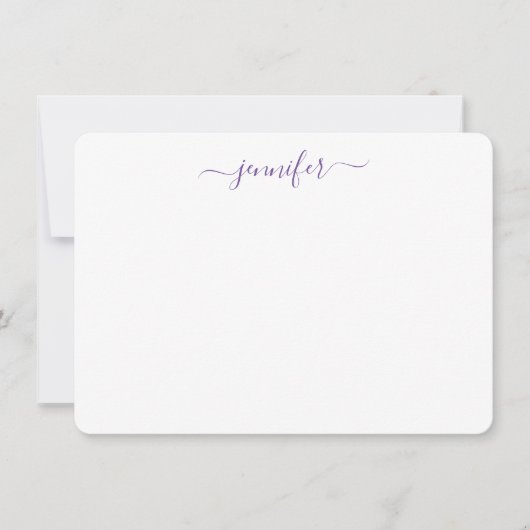 Trendy Handscripting Manuscript Aangepast Paars Notitiekaartje (Voorkant)