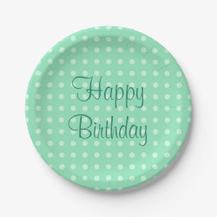 Trendy Happy Birthday Text Stippen Rustic Mint Gre Papieren Bordje