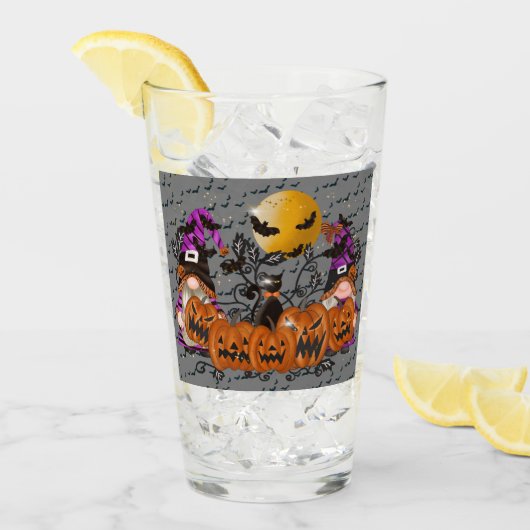 Trendy Happy Halloween Grey Gnome Glas (Voorkant ijs)