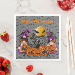 Trendy Happy Halloween Grey Gnome Servet