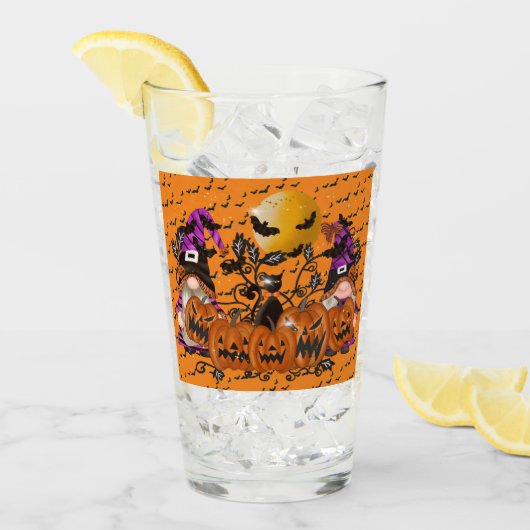 Trendy Happy Halloween Oranje Gnome Glas (Voorkant ijs)