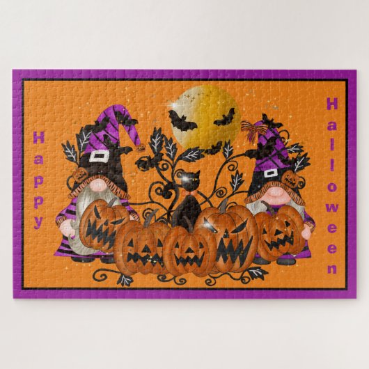 Trendy Happy Halloween Oranje Gnome Legpuzzel (Horizontaal)