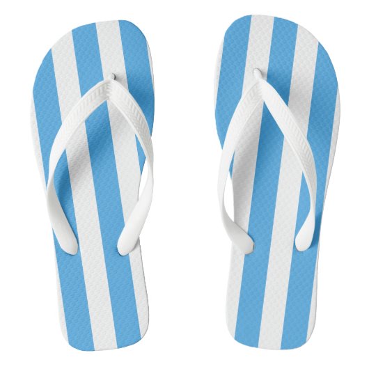 Trendy Happy Summer Blue & White Wide Stripe Teenslippers (Voetbed)