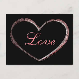 Trendy Hart Grijs Calligrafie Liefde Trouwen Briefkaart