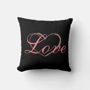 Trendy Hart Grijs Calligrafie Liefde Trouwen Kussen