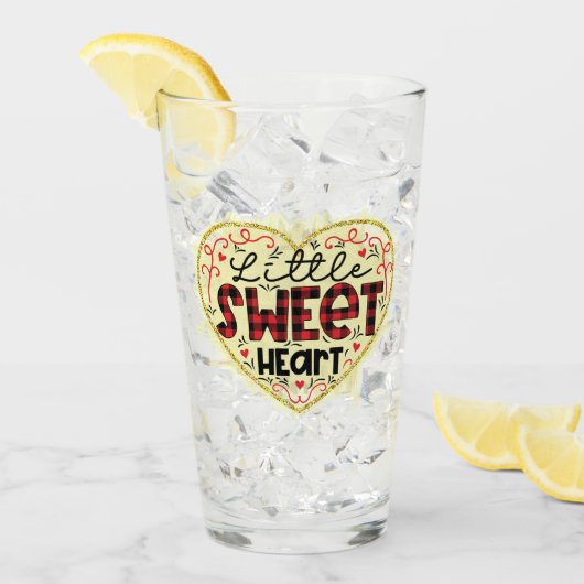 Trendy Heart Glitter Valentijnsdag Glas (Voorkant ijs)