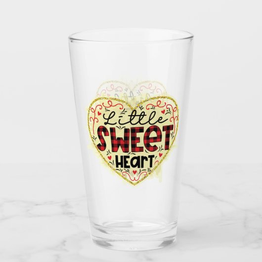 Trendy Heart Glitter Valentijnsdag Glas (Voorkant)