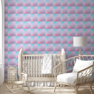 Trendy hedendaags Blauwgroen roze blauw Behang