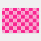 Trendy Heet Roze Geruit & Groovy Happy Smile Inpakpapier Vel (Voorkant)