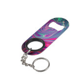 Trendy helderblauw roze groen abstract patroon mini flessenopener (Achterkant Gekanteld)