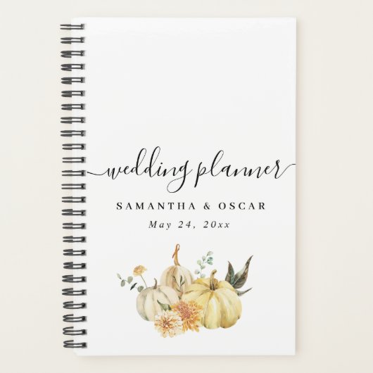 Trendy Herfst Aquarel Pompoen & Bloemen Planner (Voorkant)