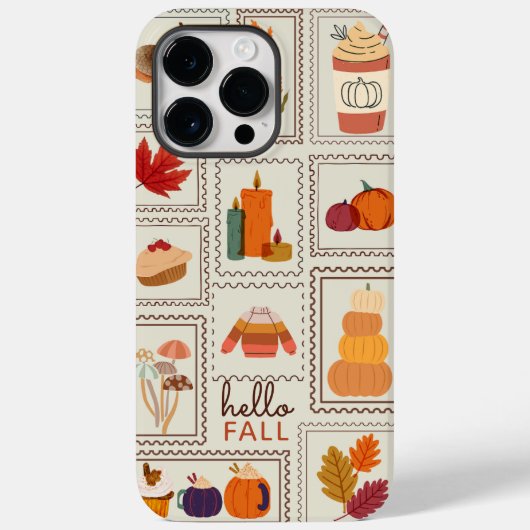 Trendy Herfst Doodle Autumn Postzegel Aangepast Case-Mate iPhone Case (Achterkant)