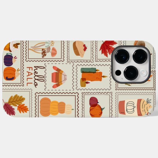 Trendy Herfst Doodle Autumn Postzegel Aangepast Case-Mate iPhone Case (Achterkant (horizontaal))